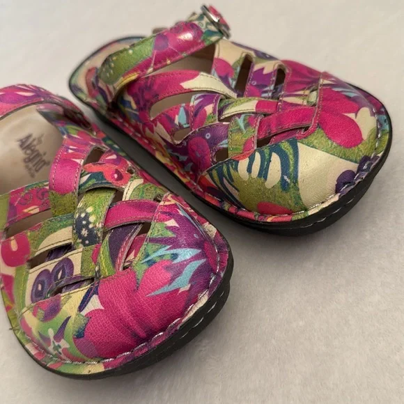 Alegria | Freesia Happy Days Woven Leather Slingback Clogs FRE-525 Floral (38) - Picture 4 of 16